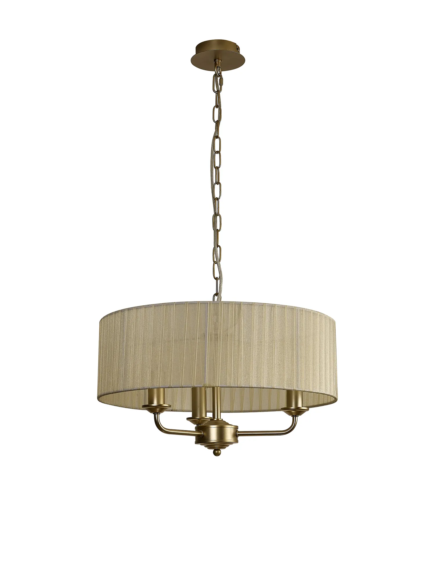 Banyan 45cm 3 Light Pendant Champagne Gold; Cream DK0959  Deco Banyan CG CR